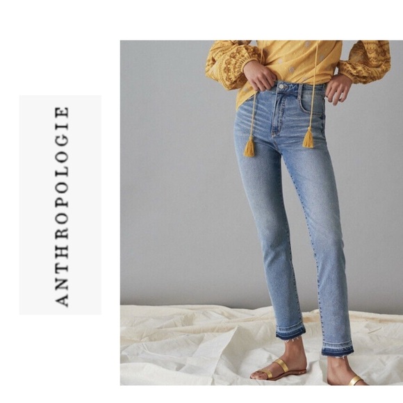 Anthropologie Pilcro High Rise Cigarette Slim Straight Raw Hem Jeans Size 28 - Picture 1 of 16